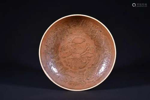 A CARVED PURPLE-DING YAO DISH.SONG PERIOD