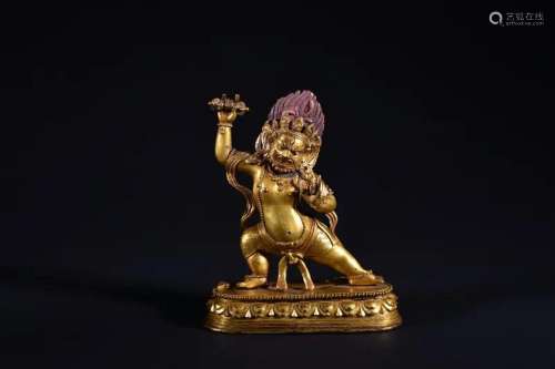 A GILT-BRONZE FIGURE OF VAJRAPANI.QING PERIOD