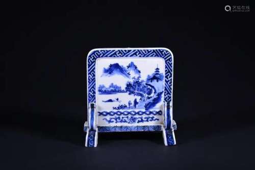 A BLUE AND WHITE TABLE SCREEN.QING PERIOD