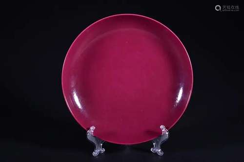 A RUBY-GLAZED DISH.MARK OF QIANLONG