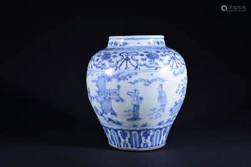 A BLUE AND WHITE JAR.MING PERIOD