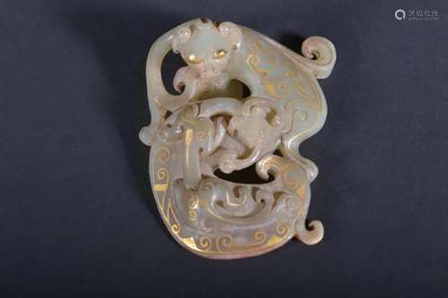 A CARVED WHITE JADE 'DRAGON' BELT HOOK.WARRING STATE...