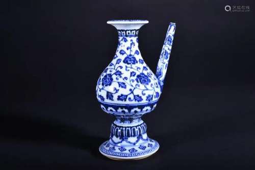 A BLUE AND WHITE WINE POT.MARK OF XUANDE
