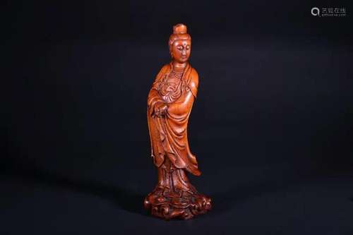 A CARVED BAMBOO GUANYIN