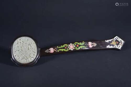 A WHITE JADE AND GEMS-INLAID RUYI SCEPTRE