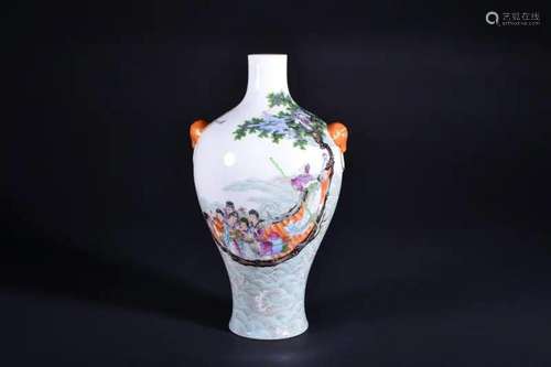 A FAMILLE-ROSE VASE .MARK OF QIANLONG