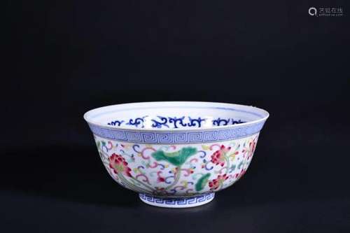 A FAMILLE-ROSE BLUE AND WHITE BOWL.MARK OF GUANGXU