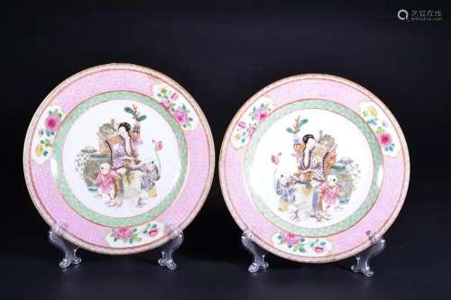 A PAIR OF FAMILLE-ROSE DISHES.MARK OF YONGZHENG