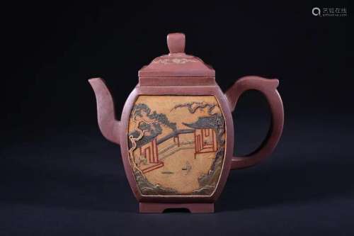 A YIXING TEAPOT AND COVER.QING PERIOD