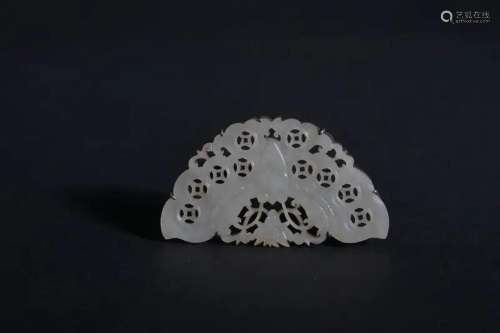 A CARVED WHITE JADE 'BUTTERFLY' PLAQUE.QING PERIOD