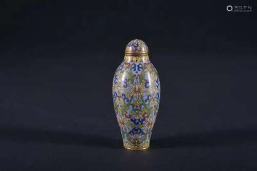 A CLOISONNE ENAMEL BRONZE SNUFF BOTTLE