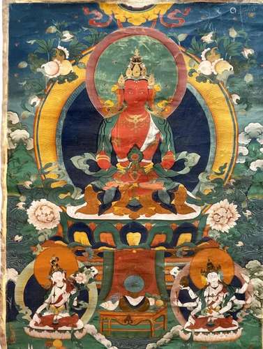 A THANGKA OF AMITAYUS.QING PERIOD