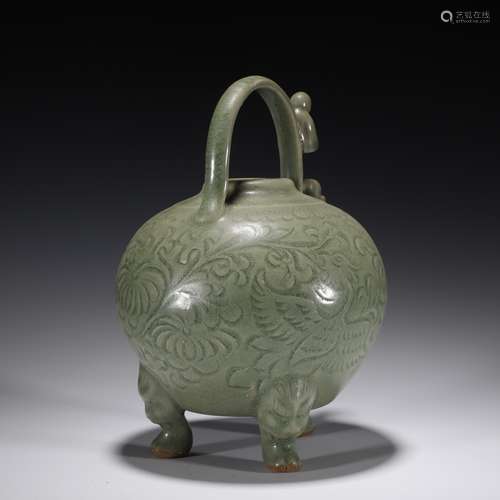 Cizhou Kiln Floral Tripod Tea Pot