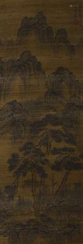 Chinese Landscape Painting Scroll, Huang Gongwang Mark