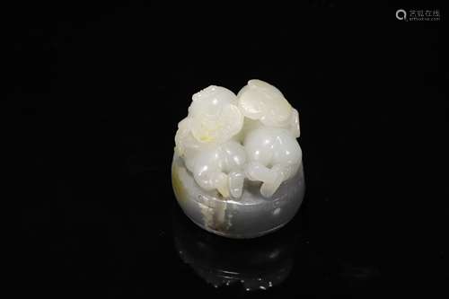 Carved White Jade Boy Ornament