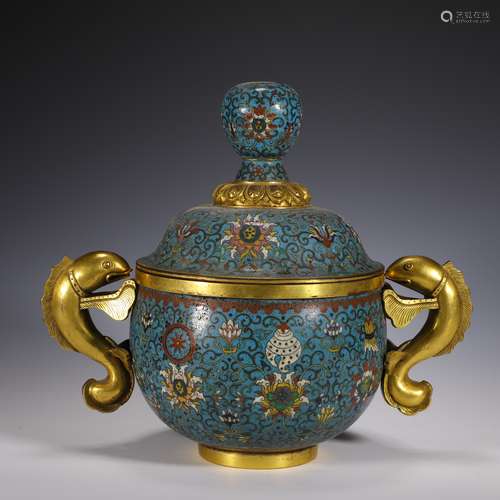 Cloisonne Enamel Double-Eared Censer