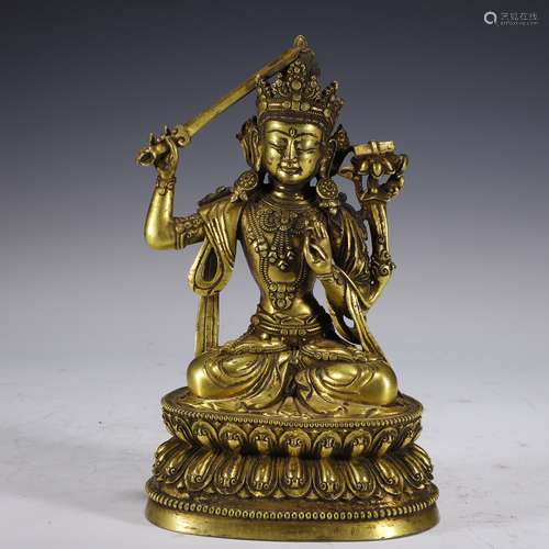 Gilt Bronze Figure of Manjushri