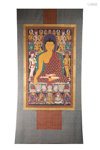 Painted Thangka of Shakyamuni