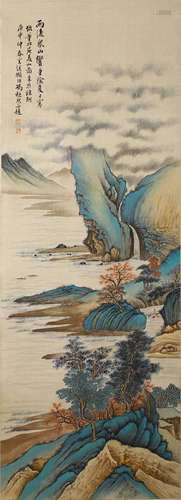 Chinese Landscape Painting Scroll, Feng Chaoman Mark