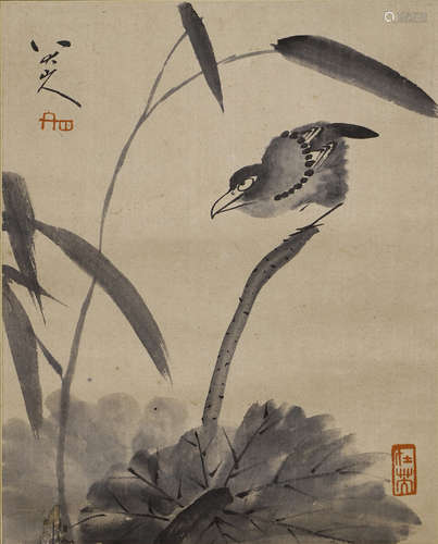 Chinese Bird Painting Paper Scroll, Badashanren Mark