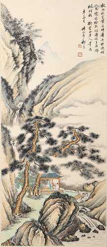 Chinese Landscape Painting Scroll, Qi Kun Mark