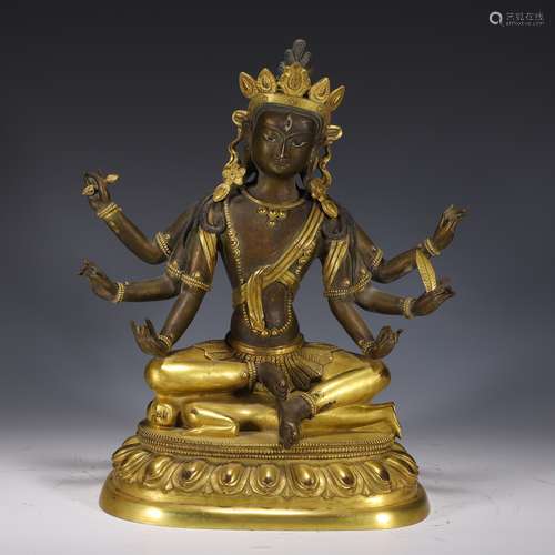 Gilt Bronze Figure of Six-Armed Avalokitesvara