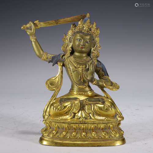 Gilt Bronze Figure of Manjushri