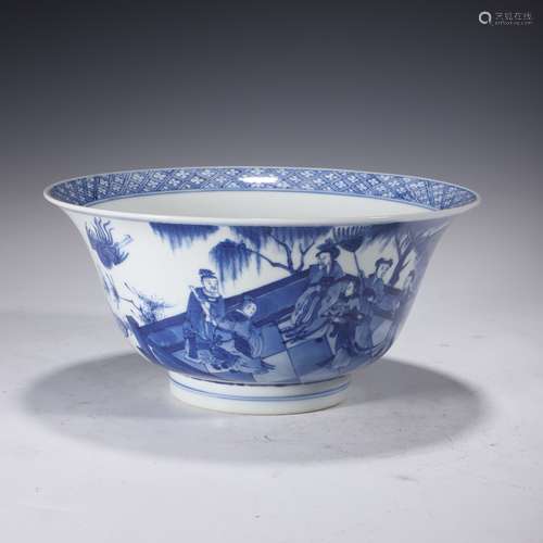 Blue and White Figure Bowl