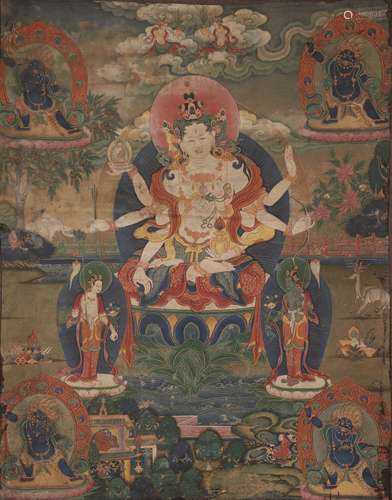 Painted Thangka of Avalokitesvara