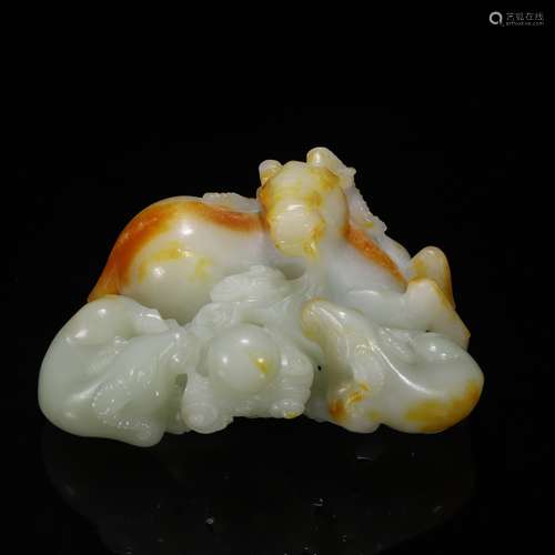 Carved Chinese Jade Three Rams