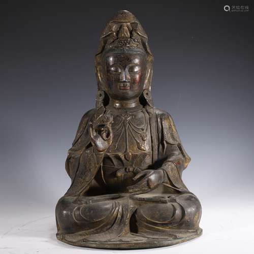 Gold Painted Bronze Figure of Guanyin