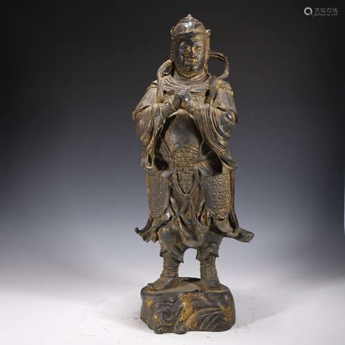 Gold Painted Bronze Figure of Weituo