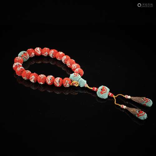 18 Pieces Pearl and Turquoise Buddhist String