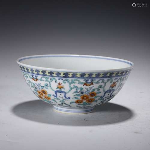 Doucai Glaze Floral Bowl