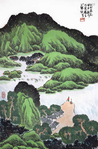 华拓 山村春色 画心