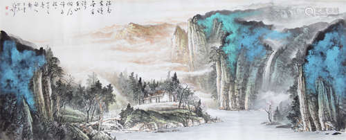 郑百重 泼彩山水 画心