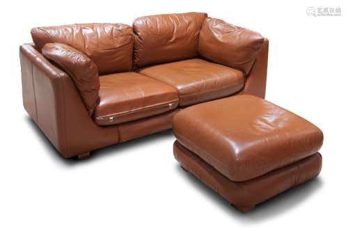 BROWN LEATHER LOVE SEAT