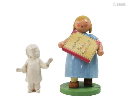 WANDT & KUHN AND WHITE PORCELAIN GIRL FIGURINES