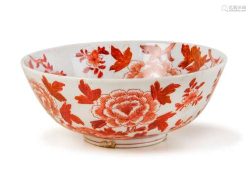 IRON RED PATTERNED GLAZED BOWL