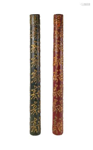 PAIR OF GILT LACQUERED SCROLL CASES