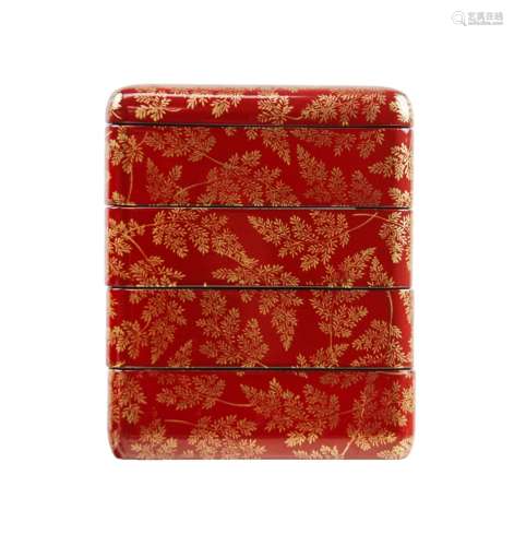 JAPANESE RED LACQURE STACKABLE STORAGE
