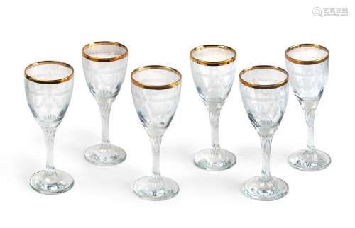 6pc GOLD RIMMED GLASS WARE