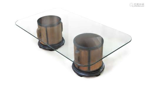 GLASS TOP RICE CONTAINER TABLE
