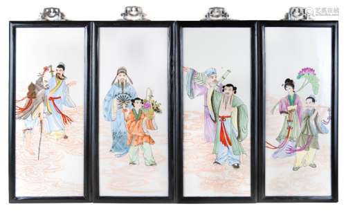 GROUP OF FOUR CHINESE IMMORTALS PANELS