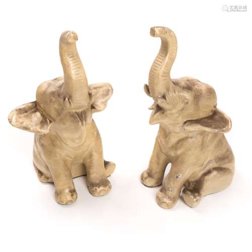 PAIR OF SEATED ELEPHANT FIGURES