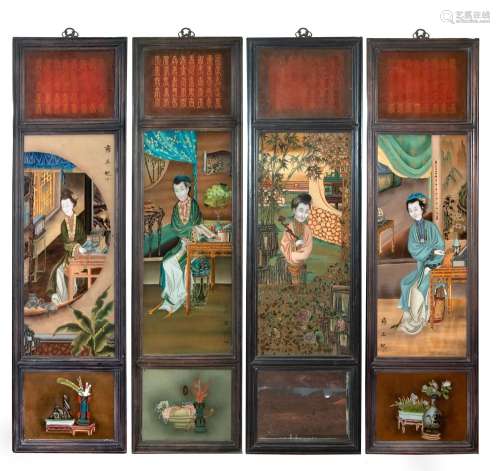 CHINESE REVERSE GLASS PAINTING PANELS
