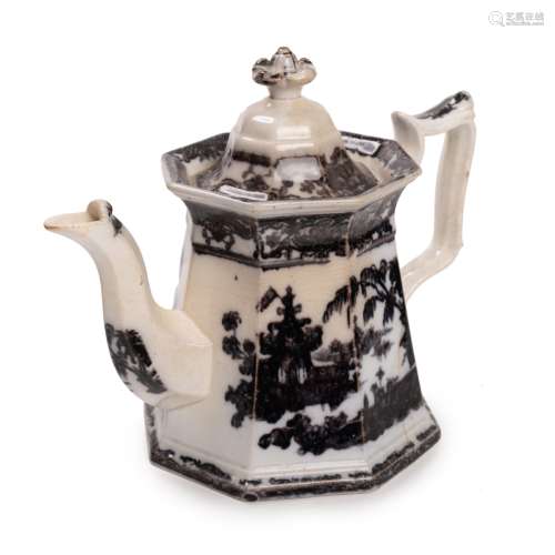 BLACK AND WHITE PORCELAIN TEAPOT