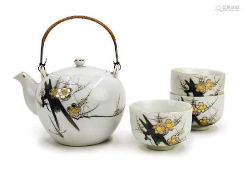 JAPANESE BLOSSOM TEA POT AND CUPS