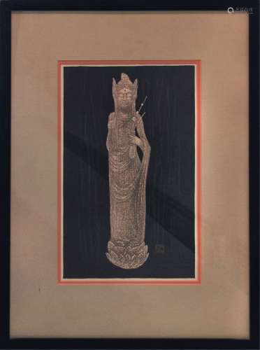 Kaoru Kawano Framed Woodblock Print Of Goddess