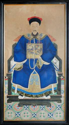 FRAMED PAINTING OF OFFICIAL IN CHAIR